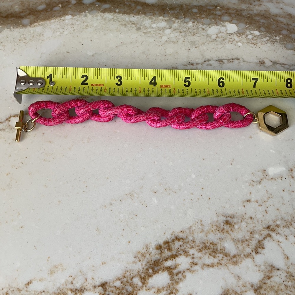 Vintage Ted Rossi Twisted Hot Pink Python Link Br… - image 8